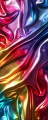 Fototapeta premium Vibrant and colorful abstract background with shiny, metallic textures and flowing patterns in red, purple, blue, and gold colors.