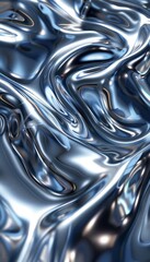 Obraz premium Abstract metallic liquid silver texture with smooth, wavy patterns. Perfect background for designs and artistic projects.