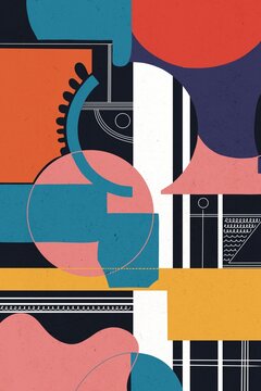 Vibrant geometric art illustration with contrasting colors