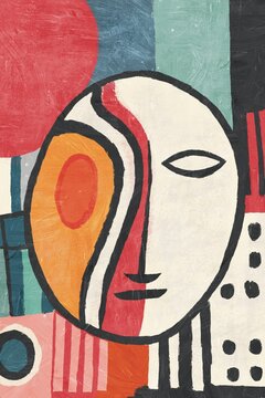Abstract face illustration in vibrant colors