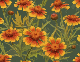 Isolated Common Sneezeweed (Helenium autumnale) Wetland Wildflower with Flower and Leaves
