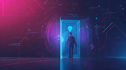 Cyber security concept. Man is logging in with a username and password public. Data protection, information security and encryption, secure access to personal information, internet security access,