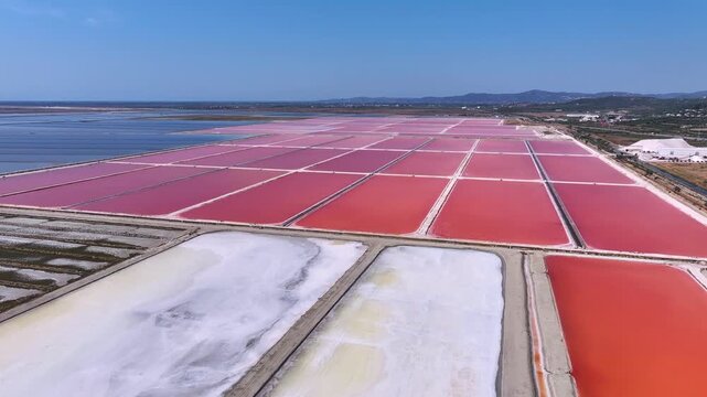 Albania Vlore salt lake factory colorful salt lake
