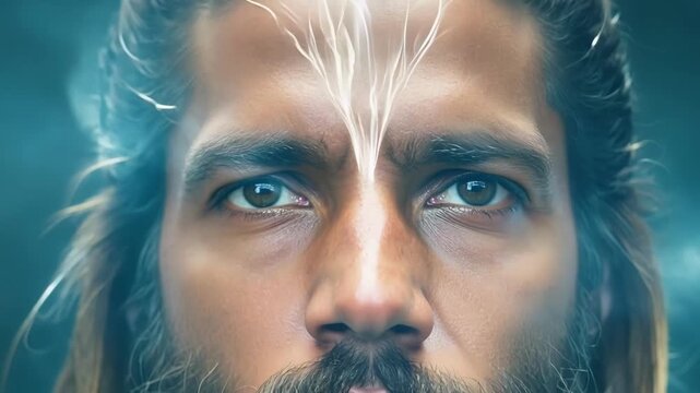 The camera captures the determination and reverence in a spirit warriors face as he channels the wisdom and strength of his ancestral spirits to protect his people.