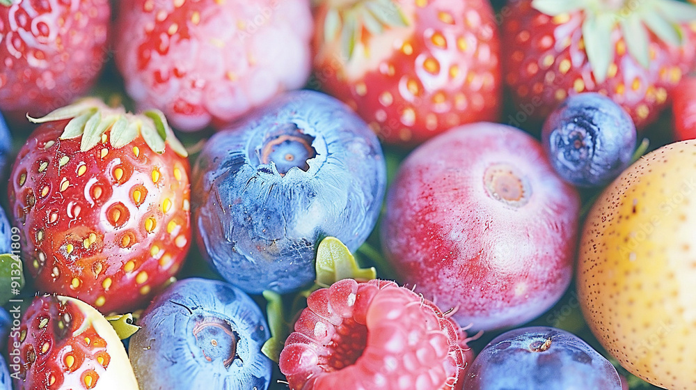 Canvas Prints  A close-up of a fruit collection, featuring RJ at the bottom