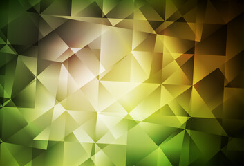 Fototapeta premium Dark Green, Yellow vector gradient triangles texture.