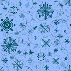 Christmas ice scribble seamless snowflakes pattern for wrapping paper