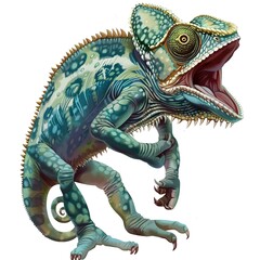Fototapeta premium Chameleon murderer fantasy animal cartoon isolated whitebackground 16:9