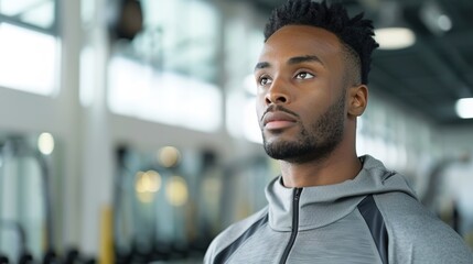 Fototapeta premium Athletic Fashion: Stylish Modern Male in Sportswear at Plain Gym Setting