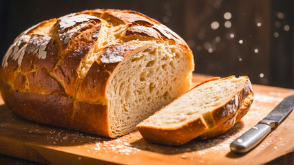 loaf of bread on wooden table