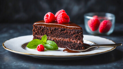 chocolate cake with raspberry