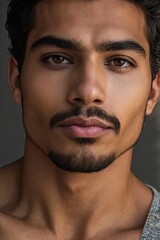 Obraz premium A man with a beard and brown eyes