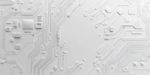 White background with a circuit board pattern, in a white color