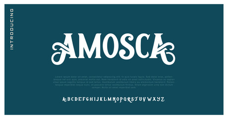 Amosca modern geometric sans serif futuristic font alphabet vector set