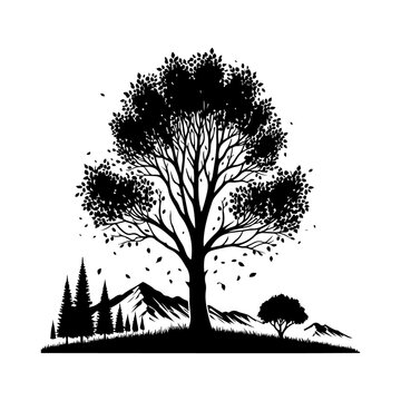 recommend clip art: Poplar Tree Tree,vector black color silhouette