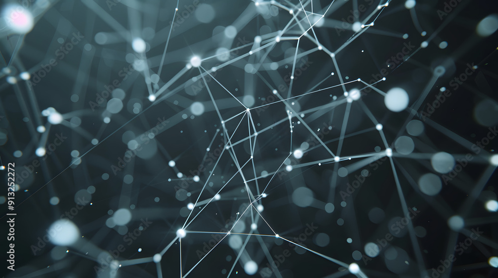 Poster luminous threads weaving through stylized figures in an underwater scene. deep sea networking metaph