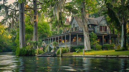 A serene lakeside cabinet House 