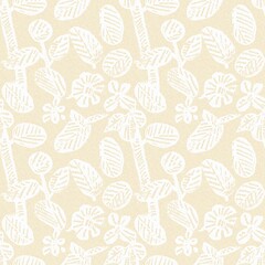 Modern white on cream lace effect wedding background texture. Soft tonal linen openwork block print with subtle hand drawn lattice damask printed fabric backdrop. 