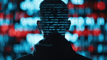 Cybersecurity Analyst Analyzing Digital Network for Malware Codes Threat Detection, Tech Security Concept