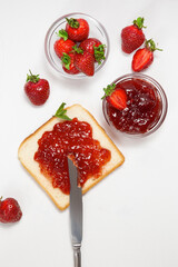 Strawberry Jam on Toast with Fresh Strawberries