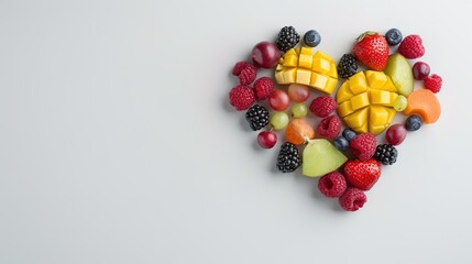 Love Infused with Vitality - Heart-shaped Fruit Medley conveying Healthy Affection and Well-being