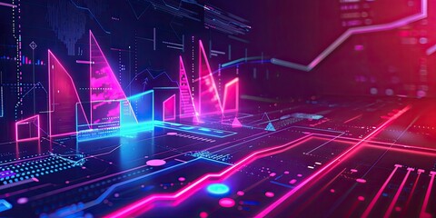 Abstract neon glowing shapes and lines.