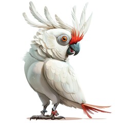 Cockatoo murderer fantasy animal cartoon isolated whitebackground 16:9