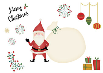 可愛いサンタクロースとクリスマスのデコレーションセット