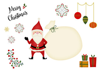 可愛いサンタクロースとクリスマスのデコレーションセット