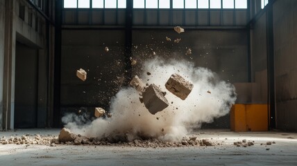 exploding chunks of concrete