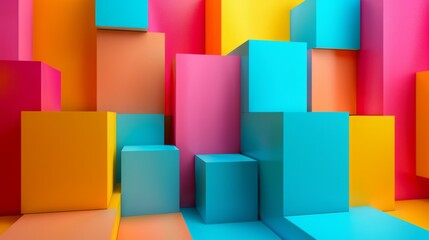 Obraz premium Colorful geometric blocks arranged in abstract pattern