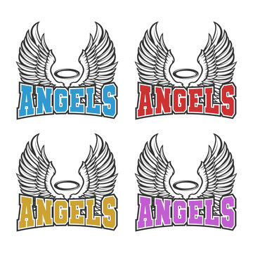 Angels Illustration Clip Art Design Shape. Mascot Silhouette Icon Vector.