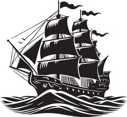 Ship black silhouette vector illustration