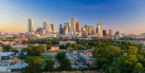 Downtown city skyline of Dallas, Texas, United States.