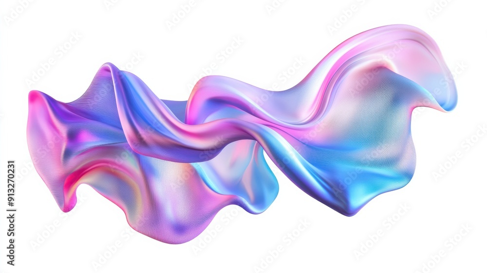 Aufkleber abstract fluid shapes, 3d rendering illustration of colorful pastel color waves and cloth fabric flo