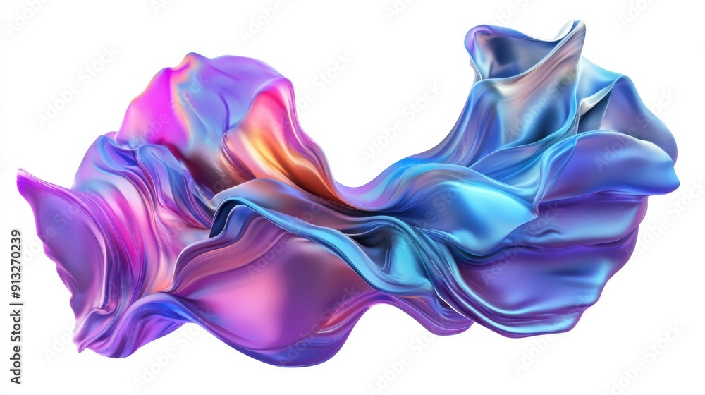 Poster abstract fluid shapes, 3d rendering illustration of colorful pastel color waves and cloth fabric flo