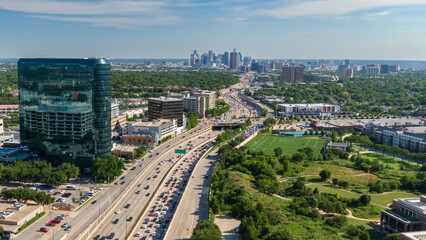Traffic on Highway 75 in University Park, Dallas, Texas, United States.