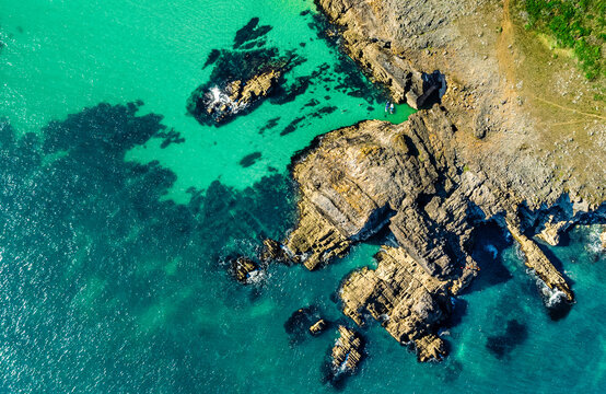 Pembrokeshire beach aerial drone shot