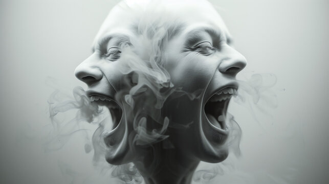 inter turmoil, two faces screaming, Dissociative Identity Disorder (Multiple Personality Disorder)