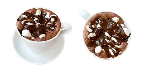 Hot chocolate mug isolated in white background.