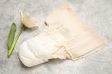 Period panties with flower on grunge background