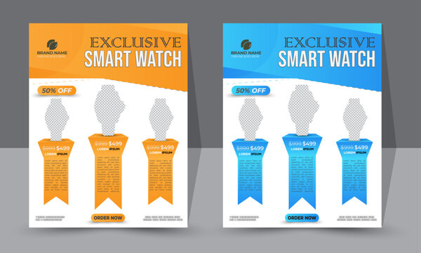 innovative smartwatch flyer design with bold and vibrant visuals for high-impact branding