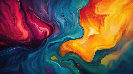 Vibrant Abstract Swirl of Multicolored Waves.