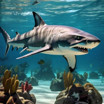 un tibur&oacute;n blanco en el oc&eacute;ano