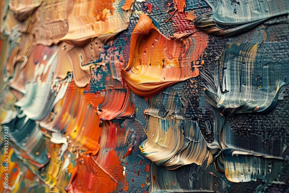 Aufkleber bold strokes of paint create a dynamic, textured surface in a creative environment. generative ai