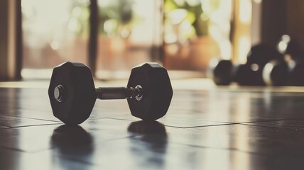 Dumbbell on the floor at the gym