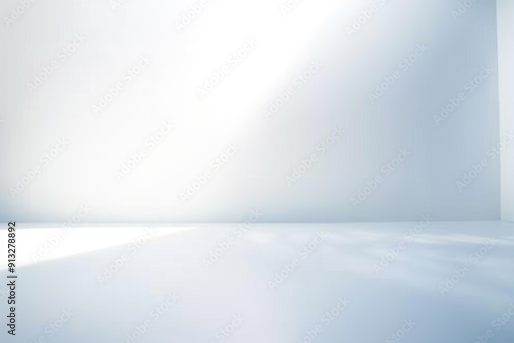 Poster a simple empty room with a white wall and floor, ideal for minimalist design or staging a scene