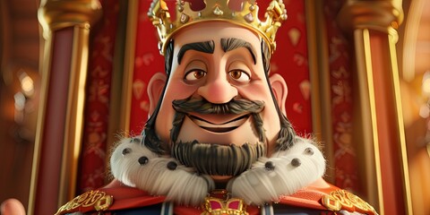 Obraz premium king 3D animation cartoon style, colorful, happy, friendly, 3d cartoon,