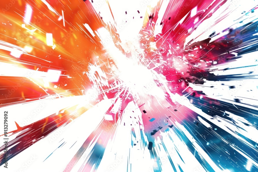 Poster A vibrant and dynamic image of a colorful paint explosion