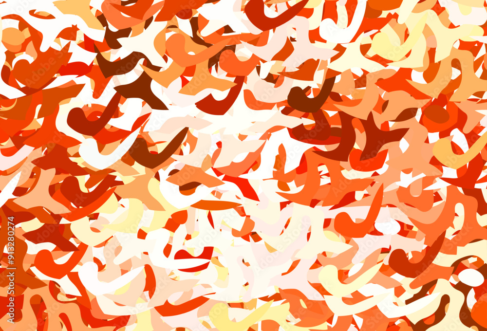Wall mural light red, yellow vector background with abstract shapes.